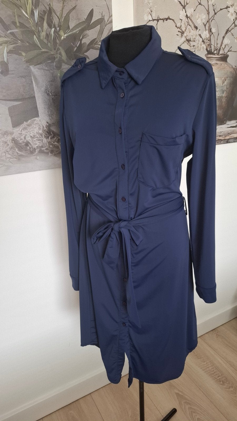 travelstof jurk donkerblauw, Blauw, Zo goed als nieuw, Knielengte, Ophalen