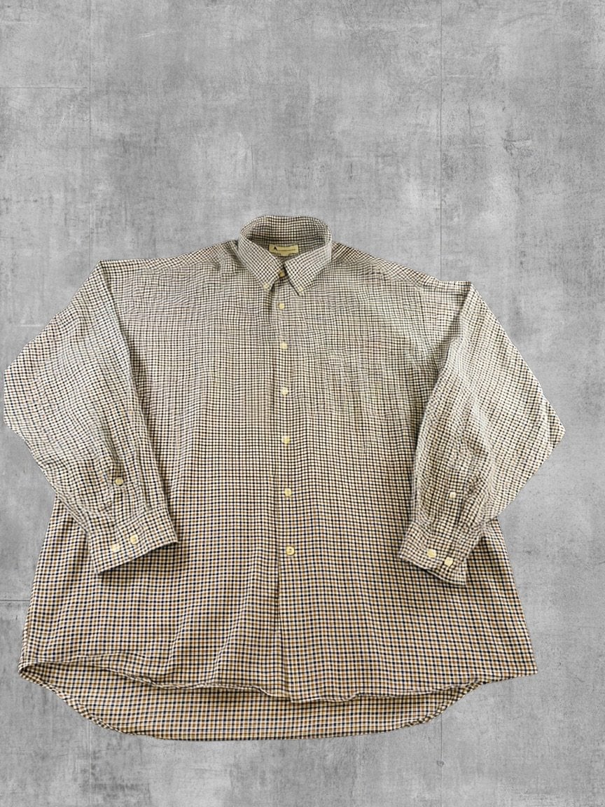 Aquascutum blouse grijs geruit heren maat XL overhemd, Verzenden, Zo goed als nieuw, Grijs, Halswijdte 43/44 (XL)