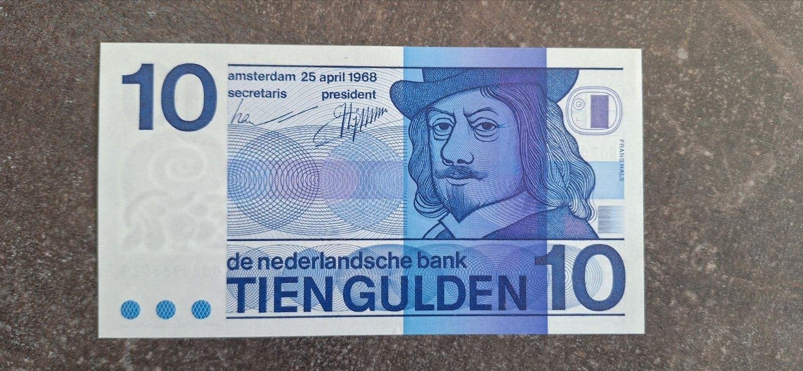 Nederland 10 gulden 1968 UNC  ( Oudsnijteken )., Postzegels en Munten, Ophalen of Verzenden, 10 gulden