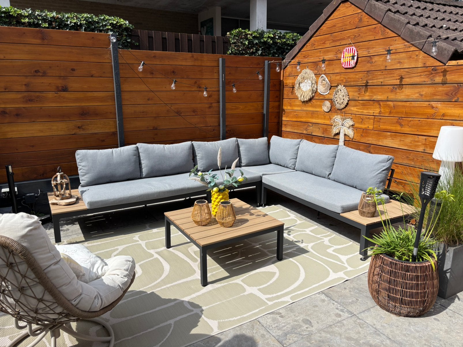 Loungeset met tafel, Tuin en Terras, Ophalen, Overige materialen, 6 zitplaatsen, Bank