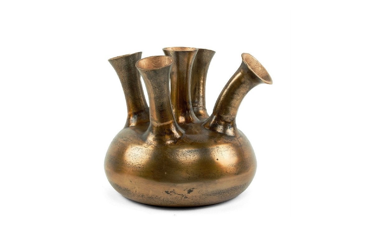 Toetervaas ‘5 mouth’ Bronze/Gold, Huis en Inrichting, Ophalen of Verzenden