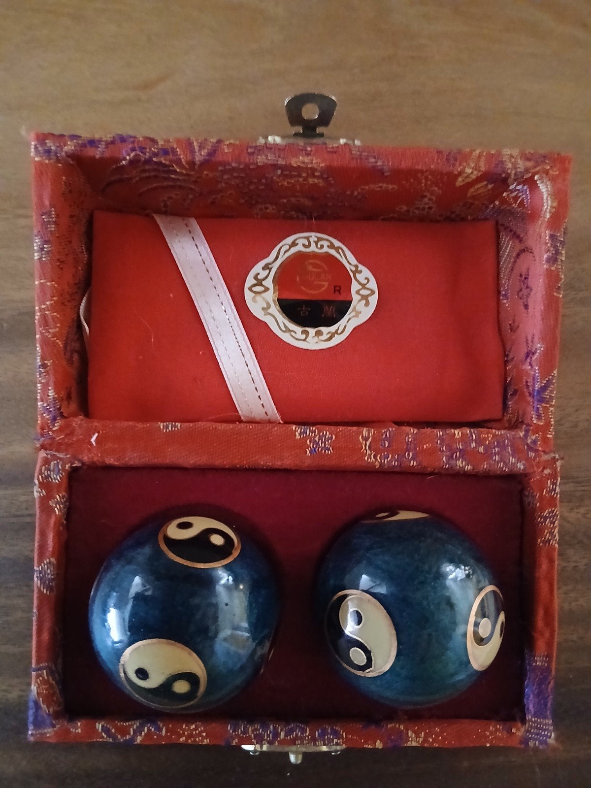 Chinese Baoding ballenset met Yin Yang design, Ophalen