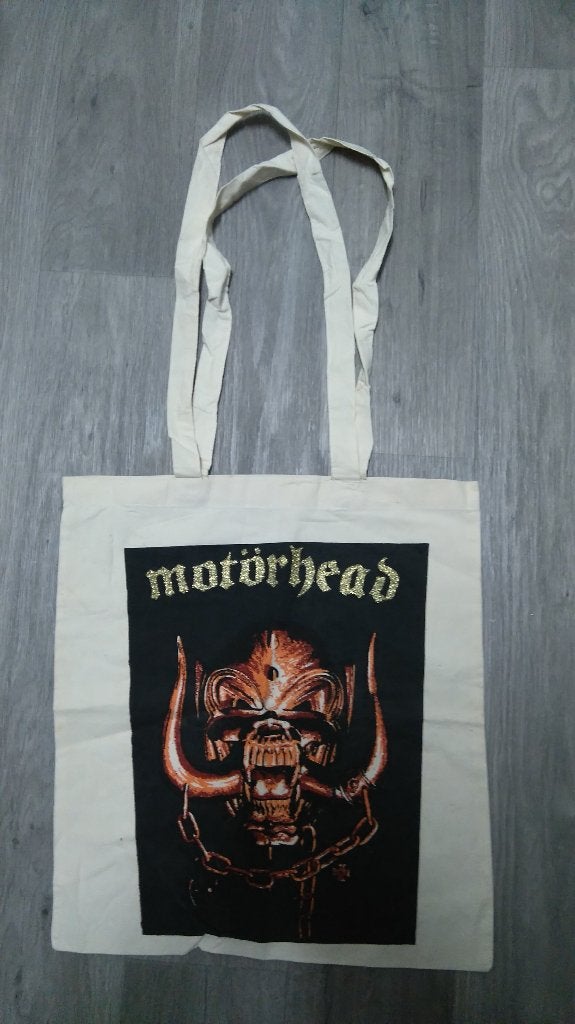 Motorhead logo snaggletooth vintage linnen tasje afdruk, Verzamelen, Ophalen of Verzenden, Gebruikt, Gebruiksvoorwerp