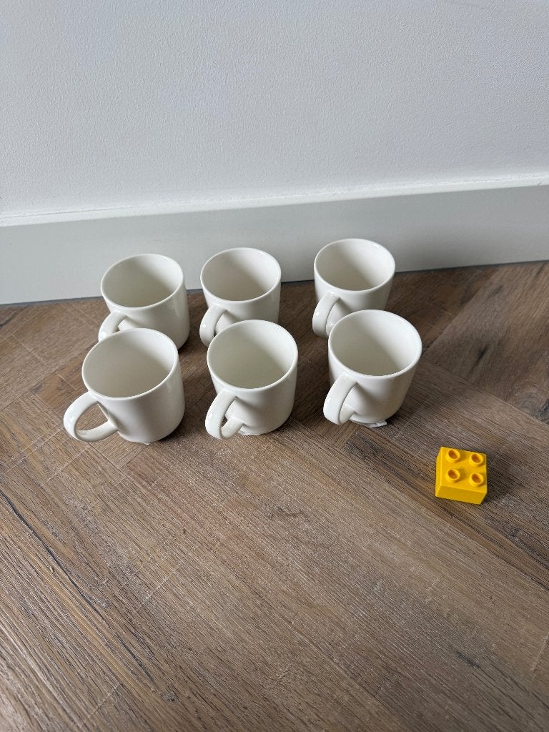 Nieuw 6x wit new bone Hema Chicago koffie kop 160ml set, Hema, Nieuw, Ophalen of Verzenden, Overige stijlen