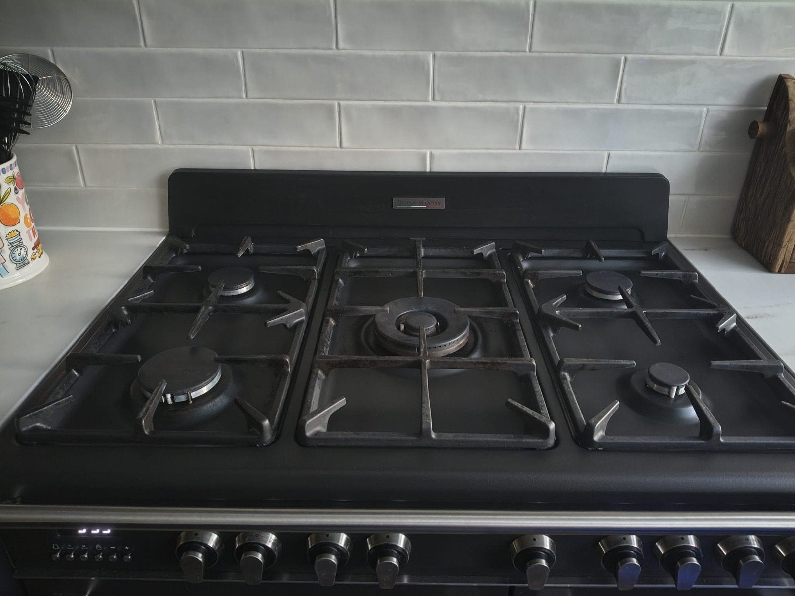 BORETTI Mooi zwart fornuis met 5 gaspitten en 2 ovens, Gebruikt, Hete lucht, 60 cm of meer, Ophalen of Verzenden