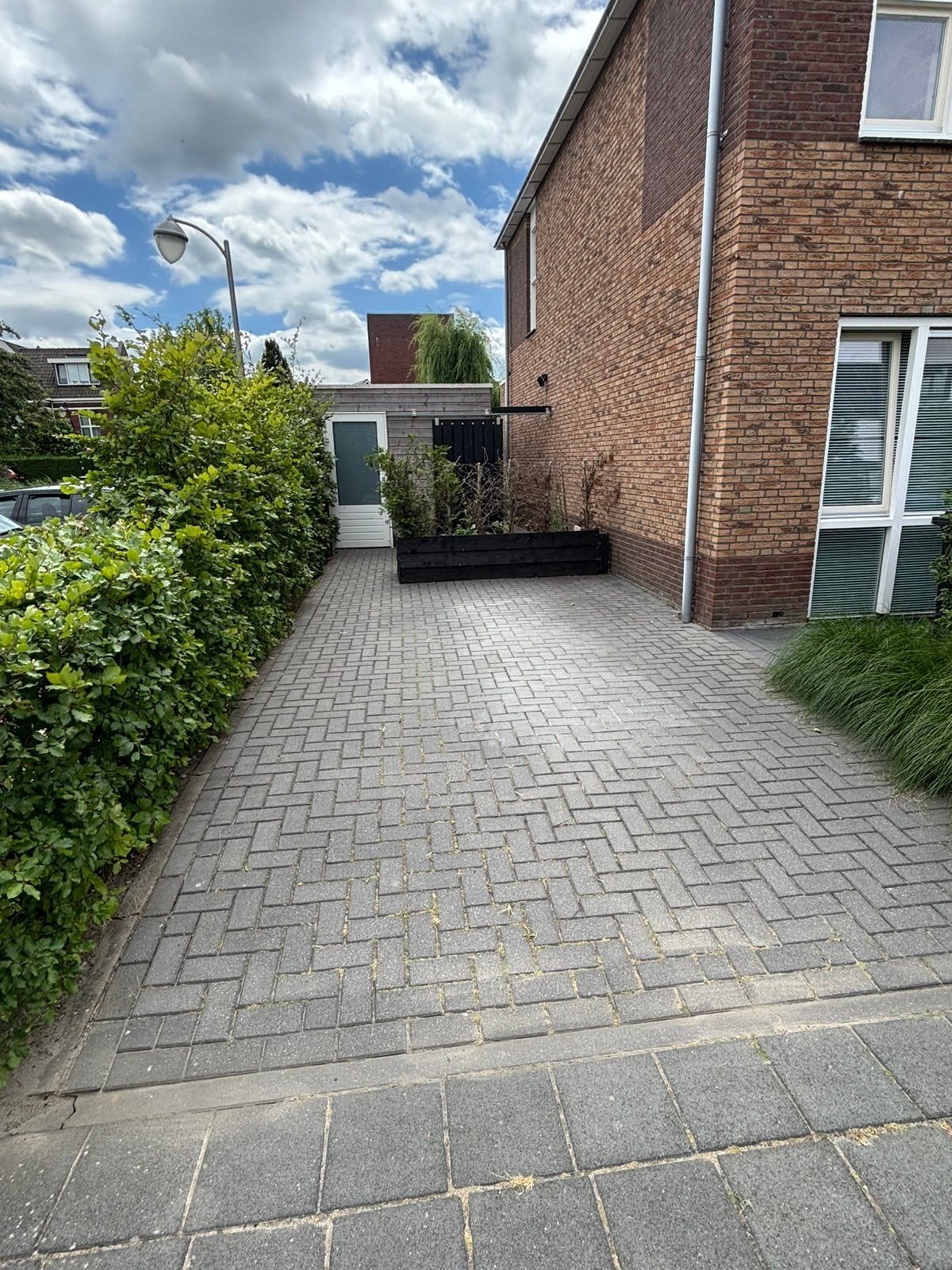 15m2 grijze klinkers, Tuin en Terras, Ophalen