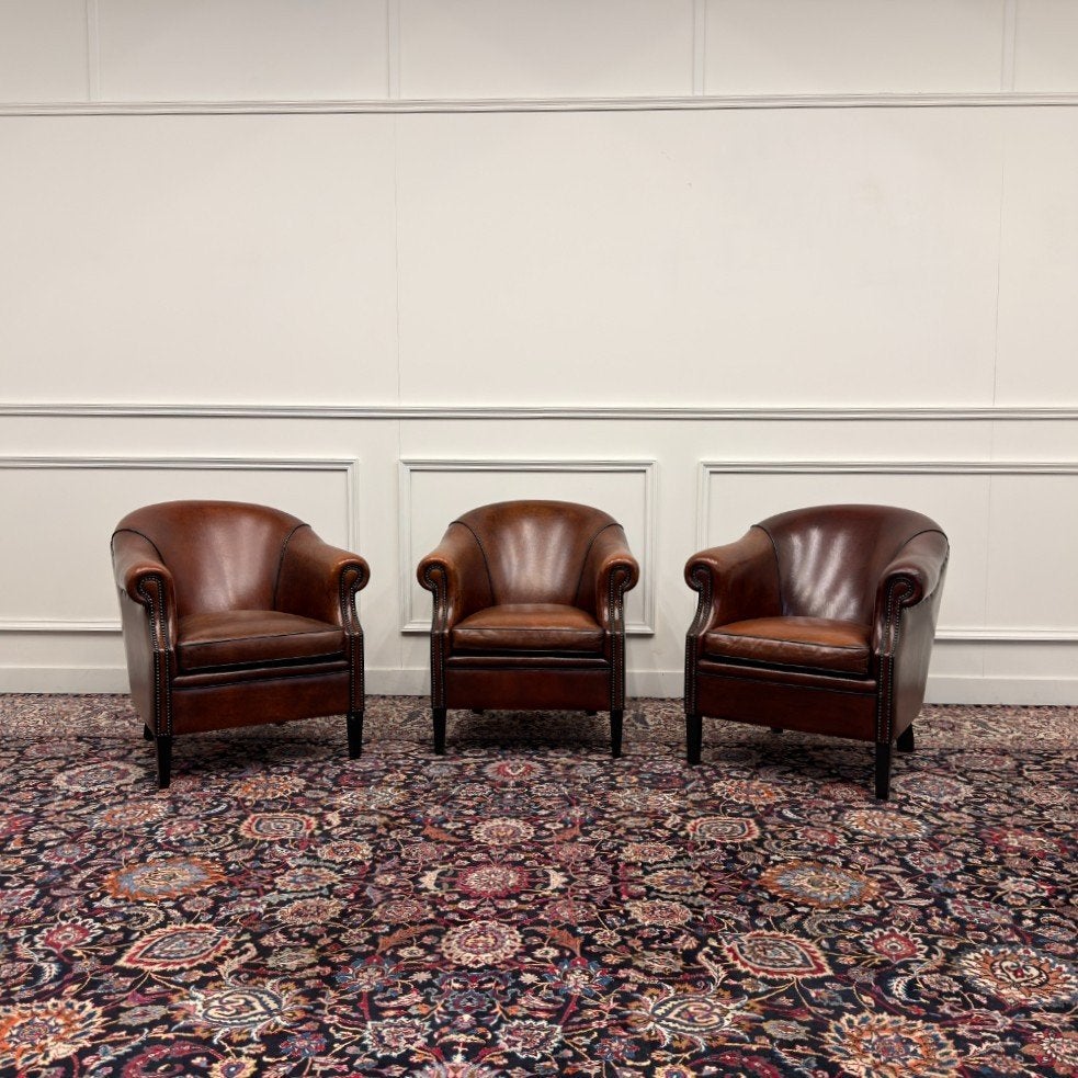 Klassiek Engelse Schaap Lederen Fauteuils, Ophalen of Verzenden