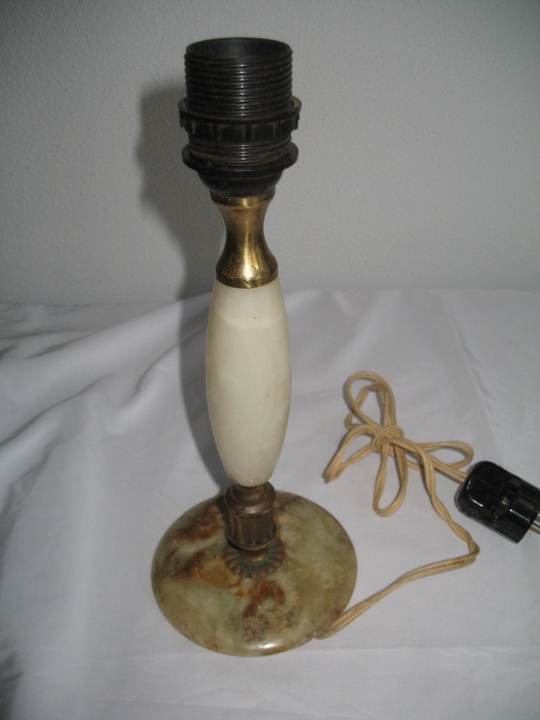 Tafel Lampenvoet Onyx / Koper Vintage, Ophalen of Verzenden