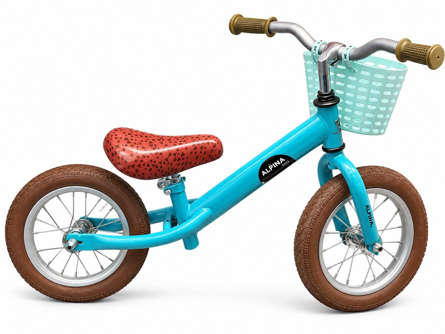 Alpina kinderloopfiets blauw met mandje, Ophalen, Zo goed als nieuw, Trommelrem, Minder dan 16 inch