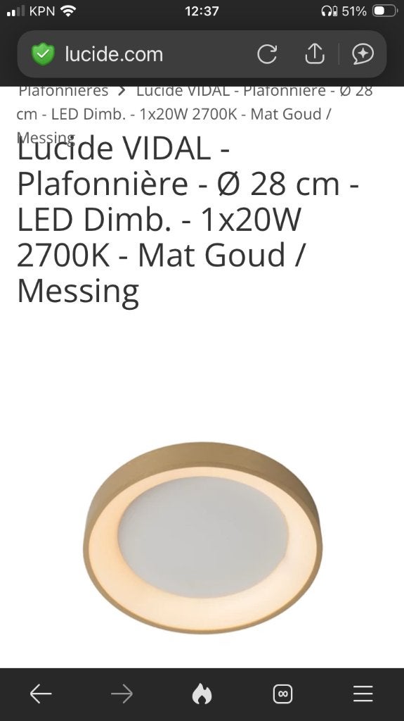 Lucide vidal ronde plafondlamp 28cm, Ophalen of Verzenden, Nieuw, Kunststof