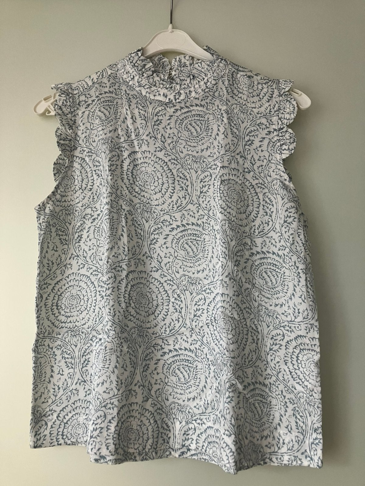 Purdey Bloesje Wit/Groen met Opstaand Kraagje Maat 38, Kleding | Dames, Maat 38/40 (M), Wit, Ophalen of Verzenden, Zo goed als nieuw
