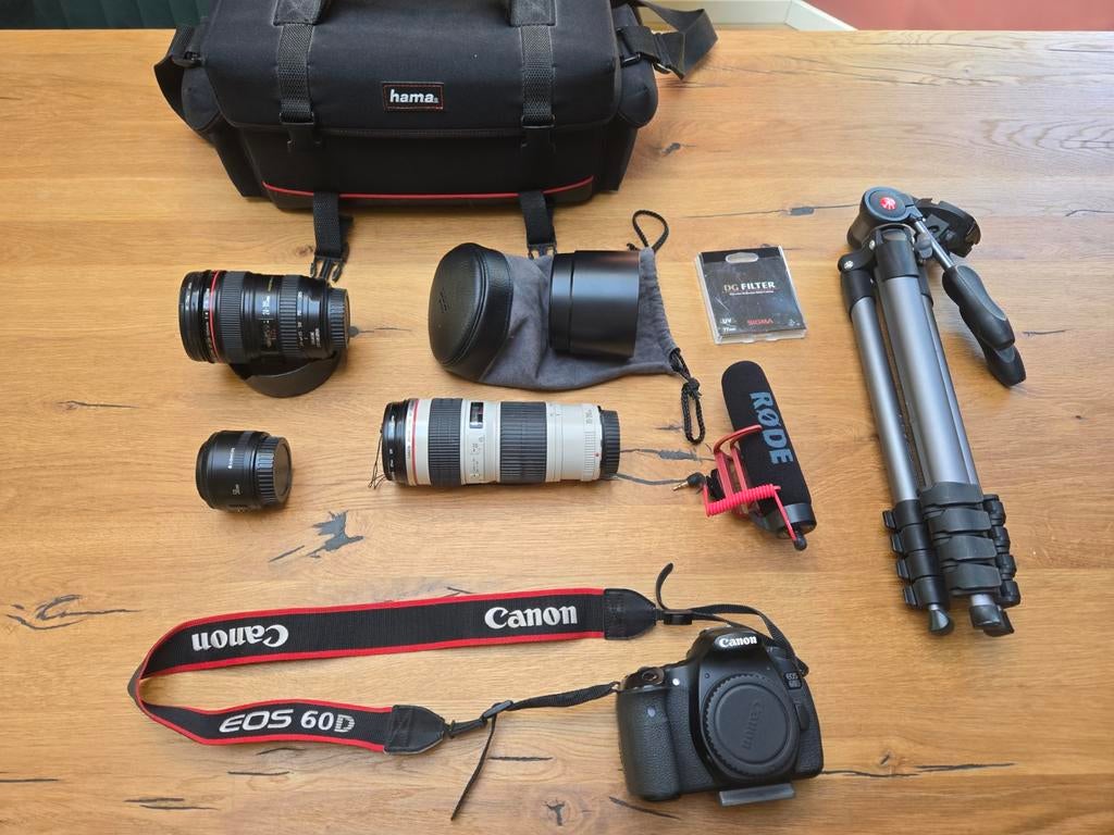 Canon camera EOS 60D met lenzen, klaar om te schieten, Ophalen of Verzenden, Gebruikt