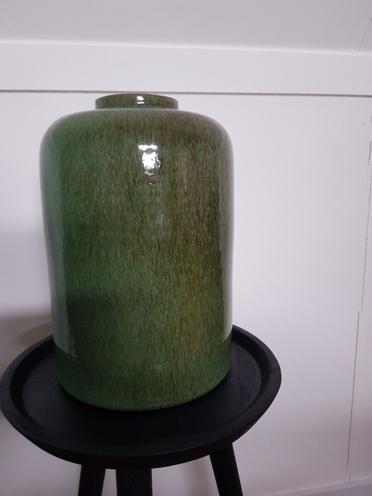 Prachtige groene stenen vaas, Ophalen, 35 cm, Zo goed als nieuw, Steen/keramiek