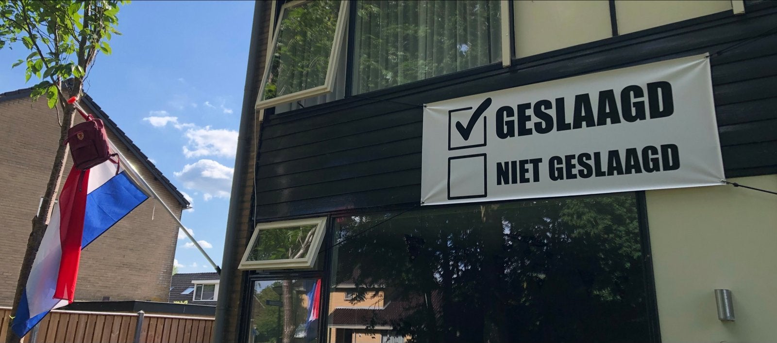 Geslaagd spandoek, Ophalen, Zo goed als nieuw, Feestartikel, Overige