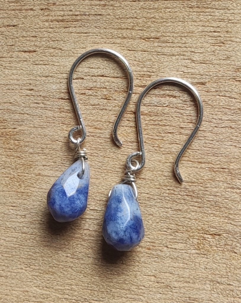 handgemaakte oorbellen echt zilver en sodaliet, Sieraden, Tassen en Uiterlijk, Oorbellen, Hangers, Nieuw, Met edelsteen, Zilver