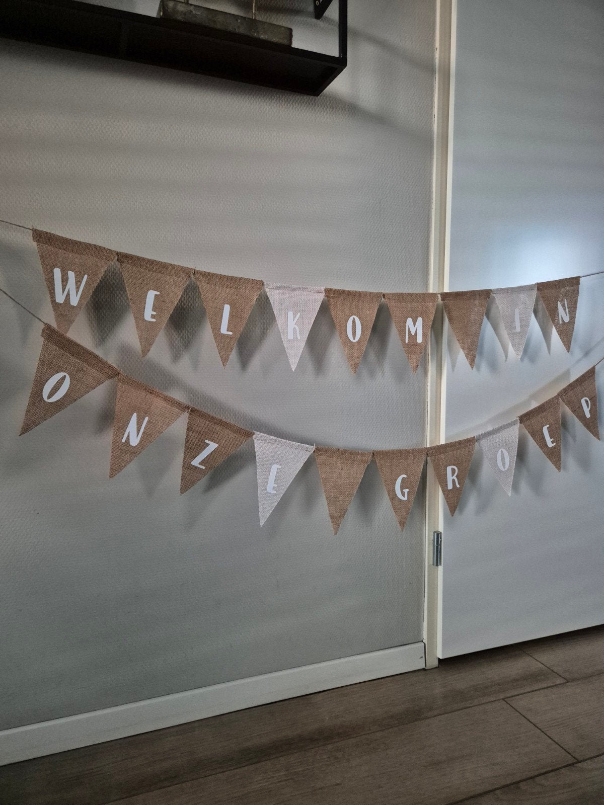 Gepersonaliseerde jute vlaggenlijn met naam en strikken, Ophalen of Verzenden