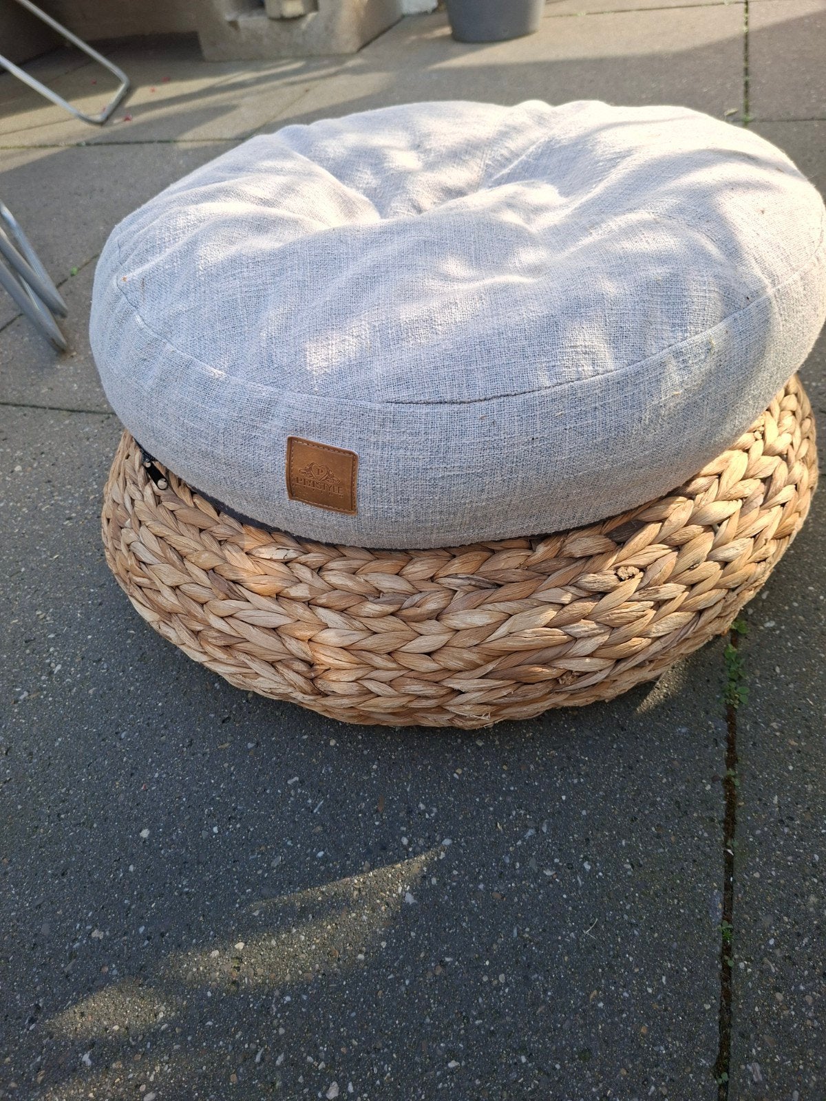 poef/voetenbank waterhyacint rond, Ophalen, Boho, 50 tot 75 cm, 50 tot 75 cm