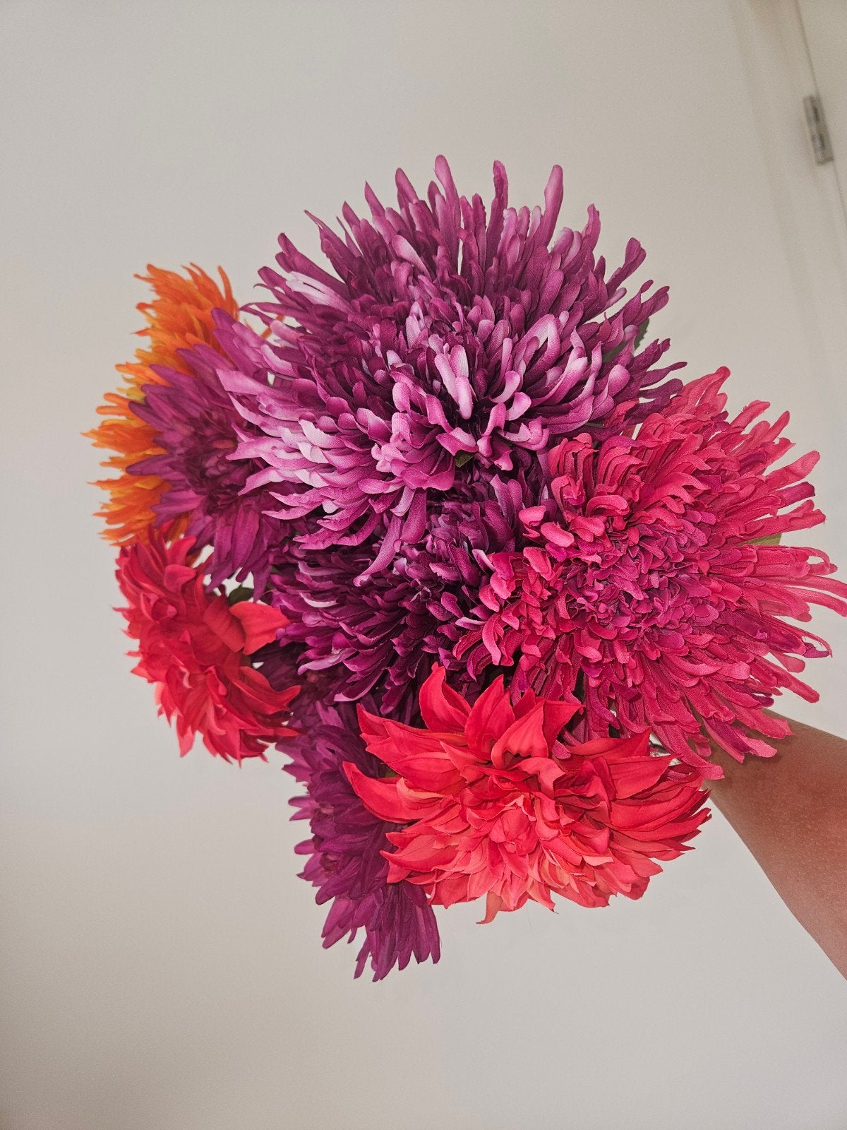 7 Zijdebloemen Dalia's - Kleurrijk Boeket, Binnen, Kunstbloem, Zijde, Ophalen of Verzenden
