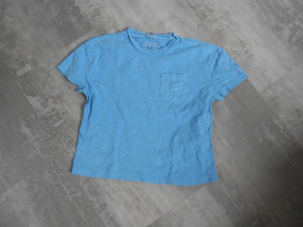 Tommy Hilfiger mooi, blauw shirt met logo, maat 152., Kinderen en Baby's, Kinderkleding | Maat 152, Shirt of Longsleeve, Verzenden