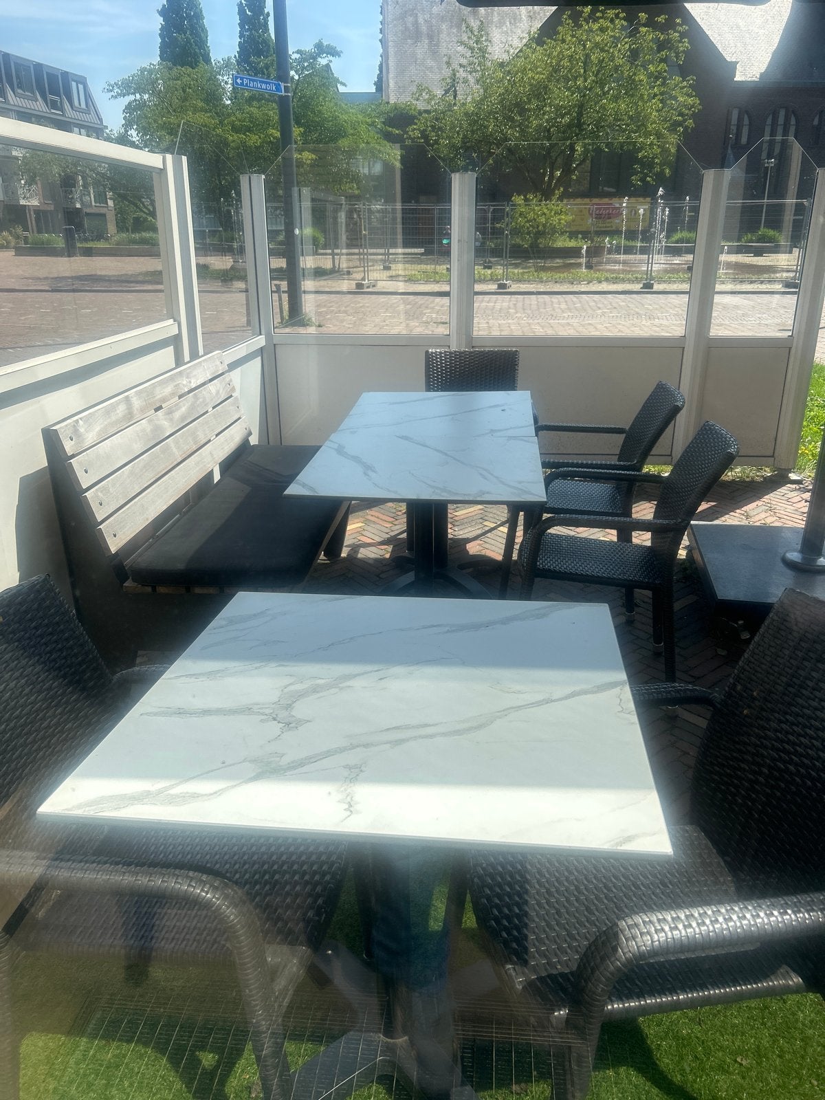 Mooie horeca inklapterrastafels , 6xgeb, zo goed als nieuw, Ophalen of Verzenden, Gebruikt, Overige typen