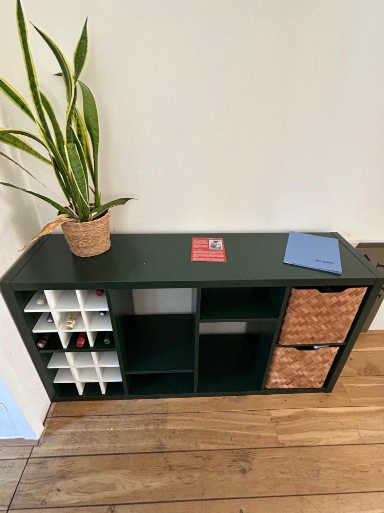 IKEA KALLAX Shelving Unit Dark Green +4 Accessories Included, Ophalen, 100 tot 150 cm, Scandinavisch, 50 tot 100 cm