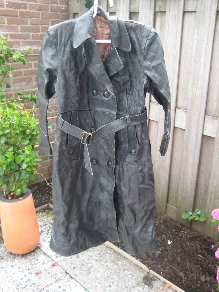 Leren Trenchcoat / Motorjas – Groli Kleding (Maat 50), Ophalen of Verzenden, Tweedehands, Jas | leer, Groli