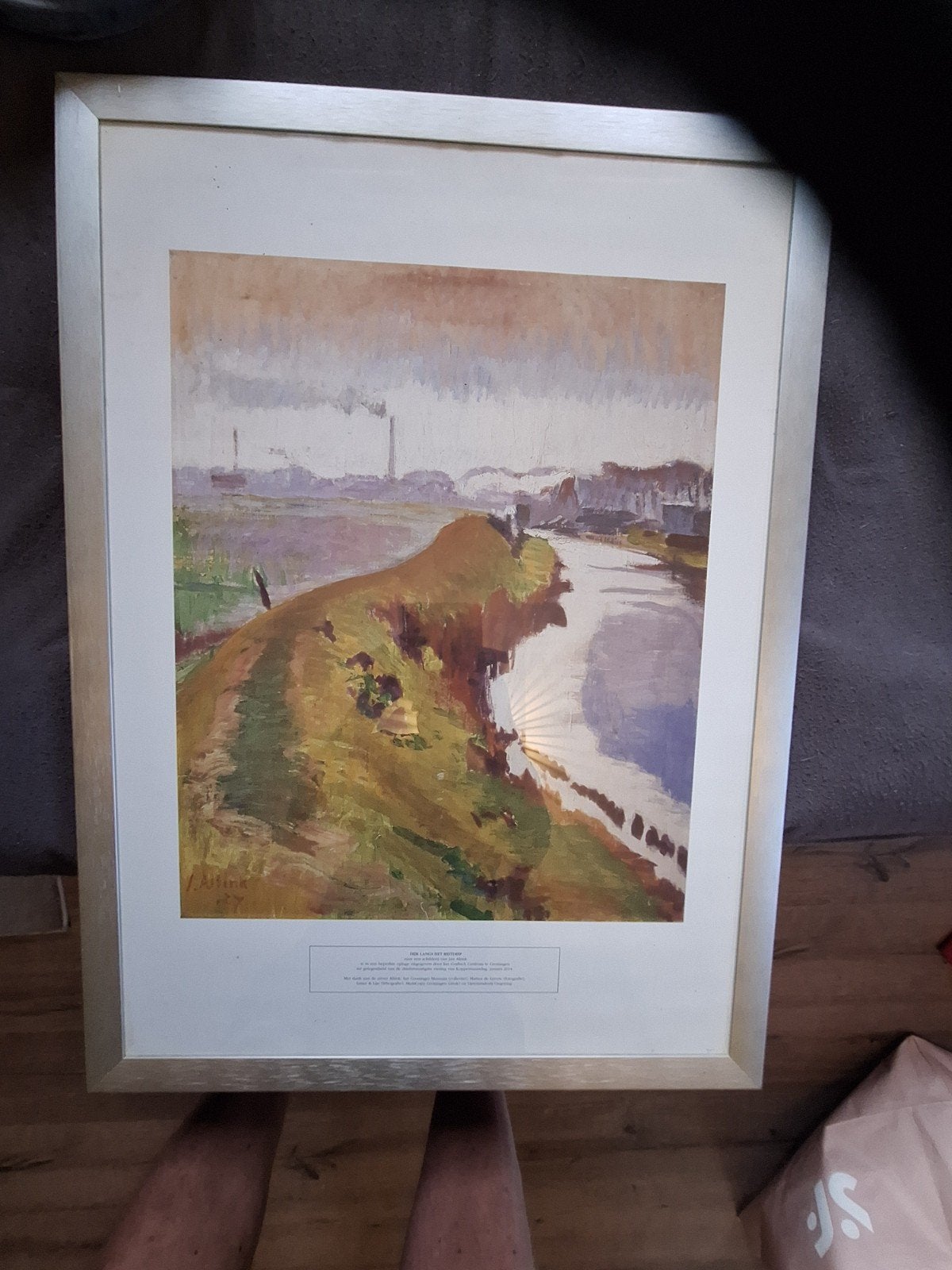 Ingelijste poster 'Dijk langs het Reitdiep' van Jan Altink, Papier/karton, Ingelijst, Print, Landschap