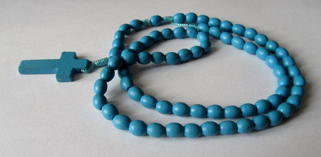 Vintage Prachtige lange houten Rozenkrans Mala ketting, Sieraden, Tassen en Uiterlijk, Kettingen, Overige kleuren, Verzenden, Zo goed als nieuw