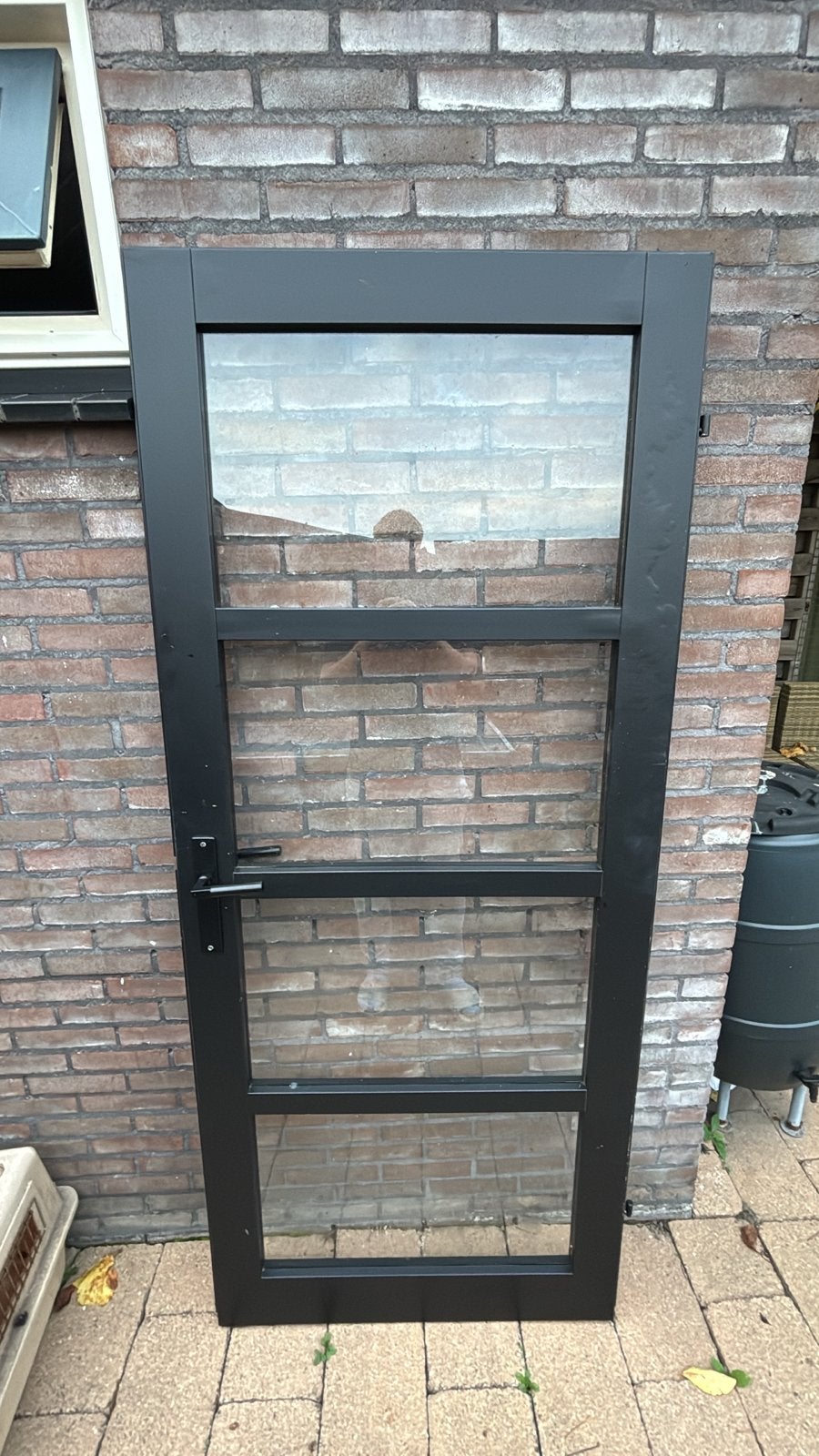 Zwarte binnendeur met glaspanelen, Ophalen, Gebruikt, 80 tot 100 cm, Minder dan 200 cm