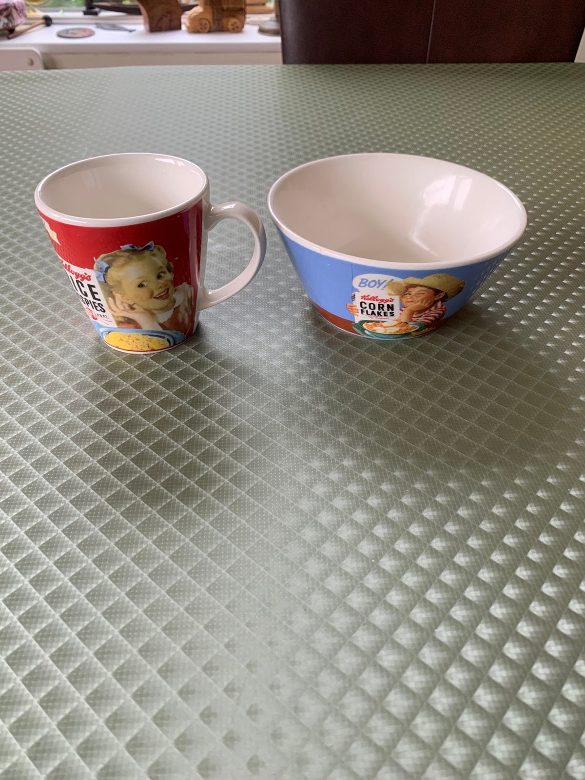 Vintage Kelloggs beker, schaaltje, koektromnel, voorraadbus, Verzenden, Zo goed als nieuw, Overige stijlen, Kop(pen) en/of Schotel(s)