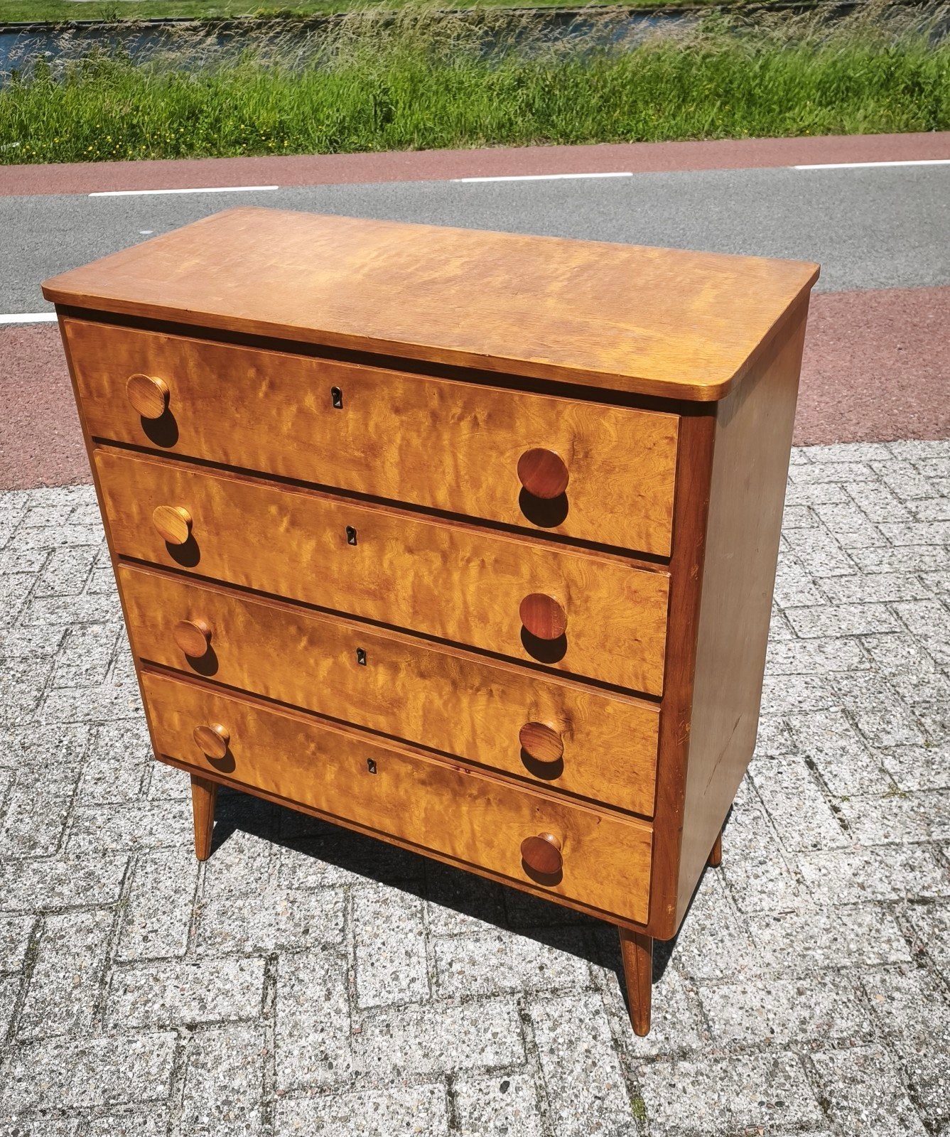 Vintage jaren 60 Scandinavische commode ladenkast, Huis en Inrichting, Kasten | Ladekasten, Ophalen, 50 tot 100 cm, 3 of 4 laden