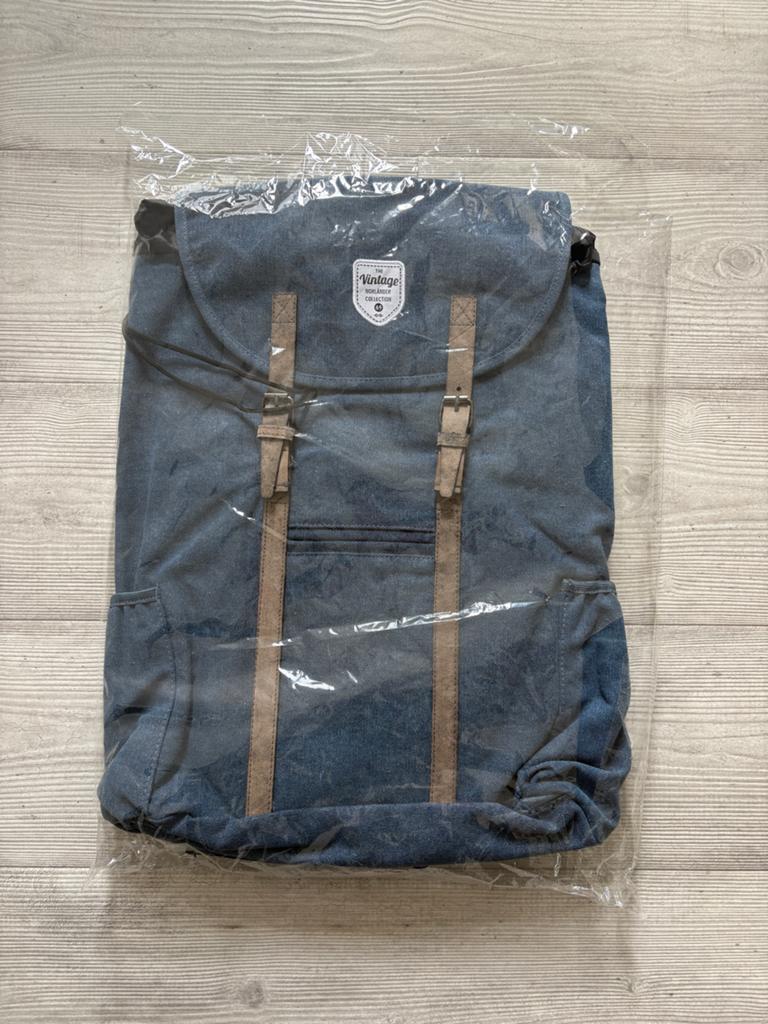 Nieuwe Vintage Stijl Rugzak - Blauw Canvas, Ophalen of Verzenden, Nieuw, 25 tot 40 cm, Overige merken
