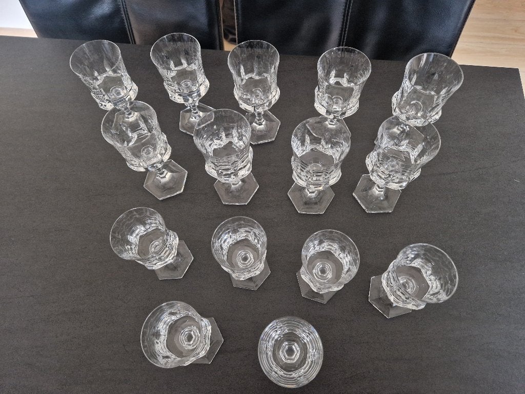 Zwaar kristallen glasservies, Antiek en Kunst, Ophalen
