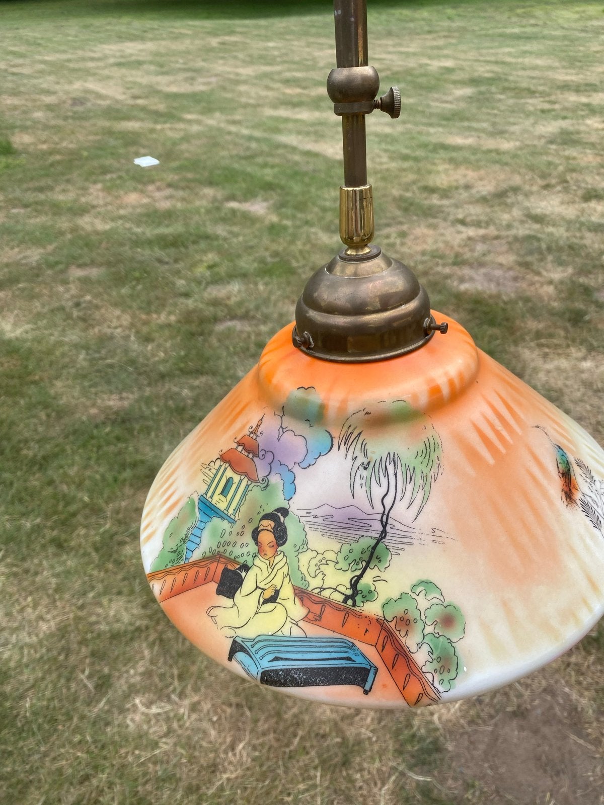 Unieke Chinese hanglamp met handgeschilderde kap, Ophalen