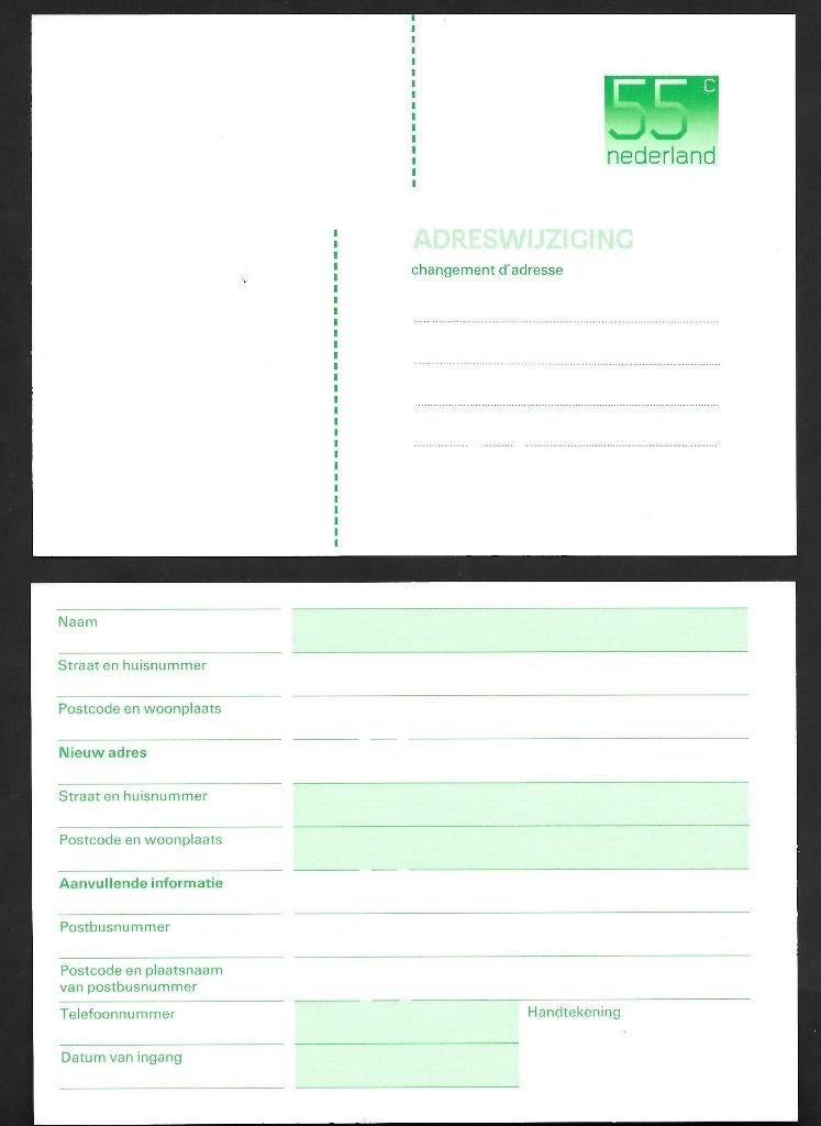 Adreswijziging 50, A6 formaat zonder laserbedrukking. LEES., Postzegels en Munten, Ophalen of Verzenden, Briefkaart