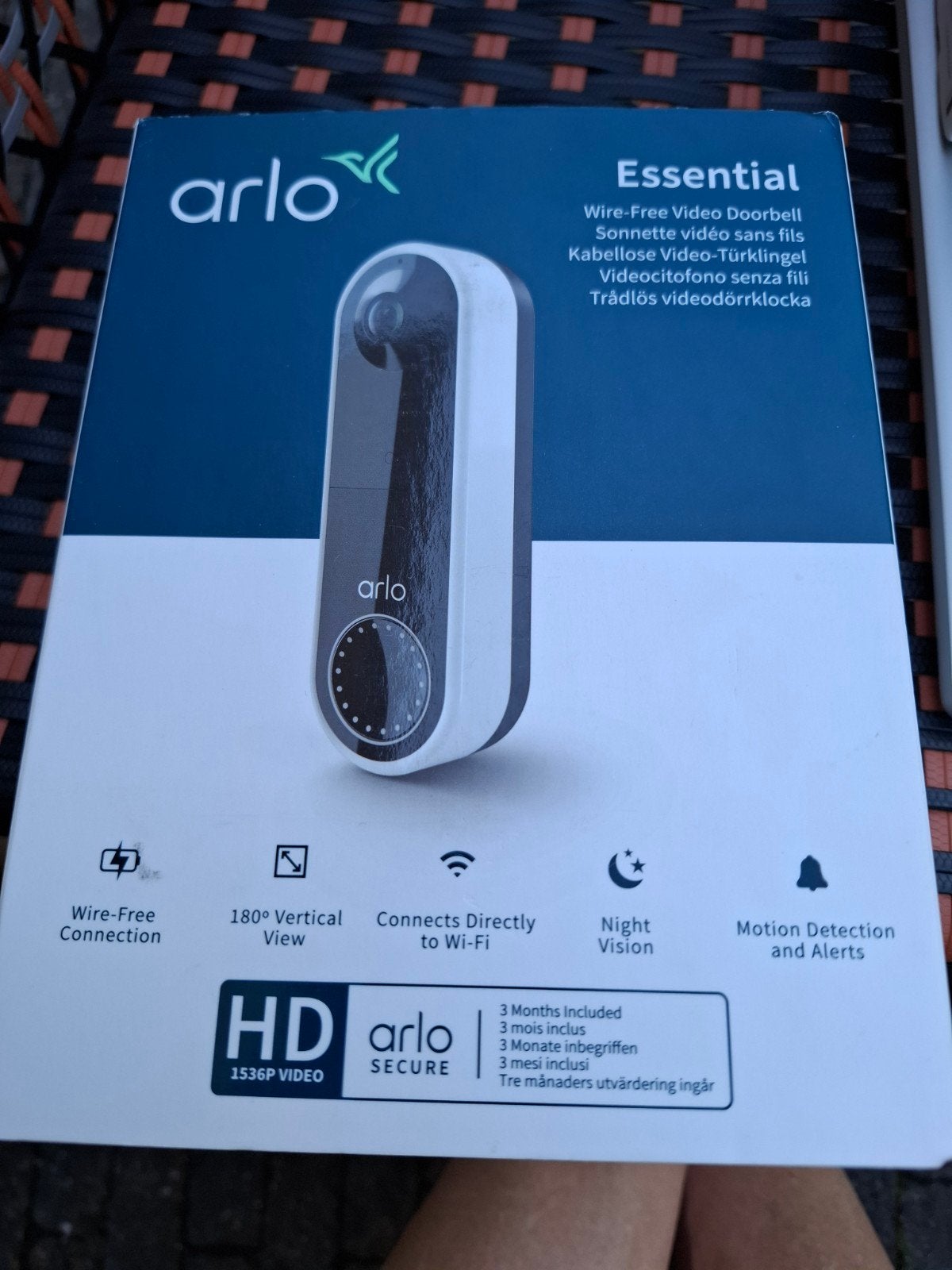 Arlo Essential Draadloze Video Deurbel HD 1536P, Huis en Inrichting, Deurbellen, Ophalen of Verzenden, Bewegingsdetectiesensor