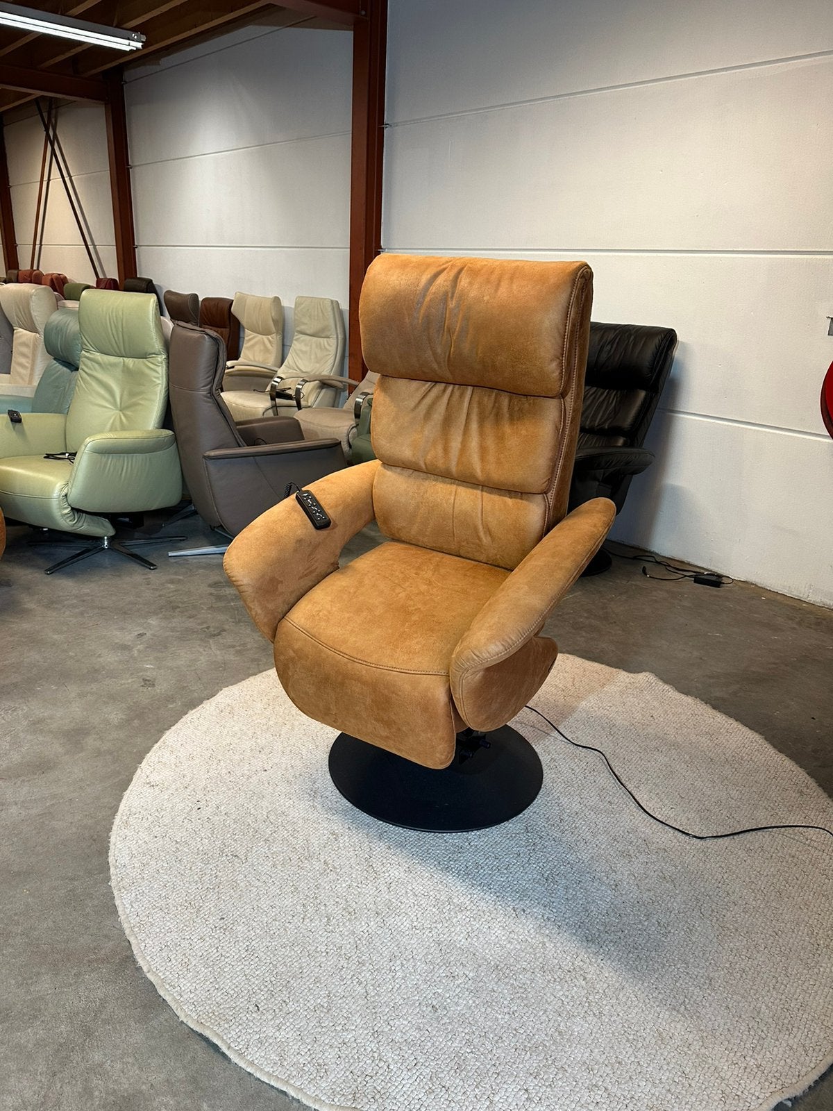 Cognac kleur relax fauteuil sta op stoel Meubelzorg, Huis en Inrichting, Fauteuils, Zo goed als nieuw, Stof, 75 tot 100 cm, 75 tot 100 cm