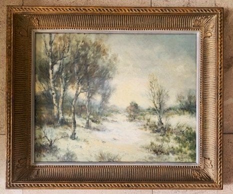 Bossages in winterlandschap - Henk van den Ende 1908-1998, Doek, Impressionistisch, Ophalen of Verzenden, Gesigneerd