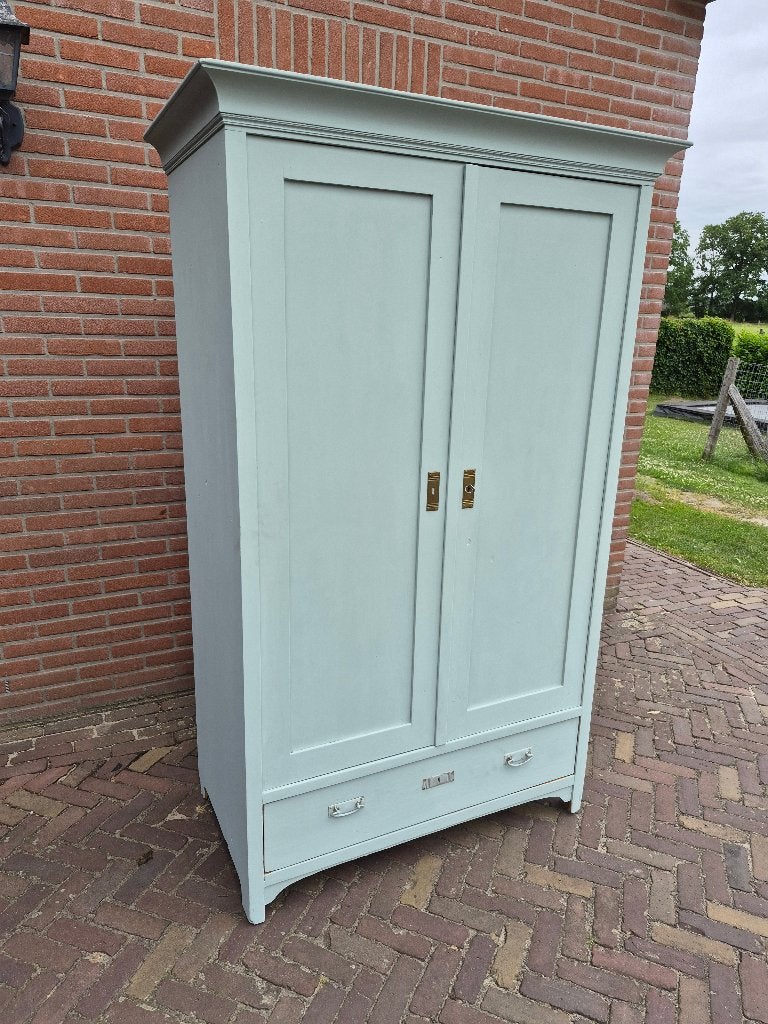 Brocante Kast in de Krijtverf met Lade en Planken, Ophalen of Verzenden