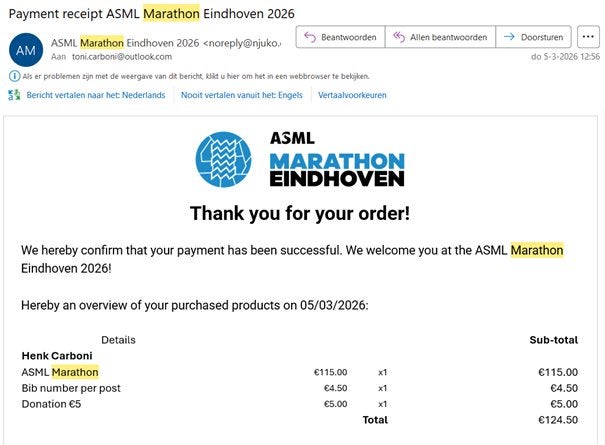 Marathon Eindhoven 2026 Deelname, Overige merken, Overige typen, Nieuw, Ophalen of Verzenden