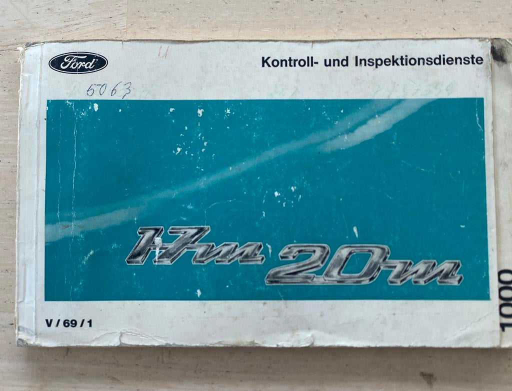 Ford 17M 20M Controle- en Inspectiediensten Boekje, Ophalen of Verzenden