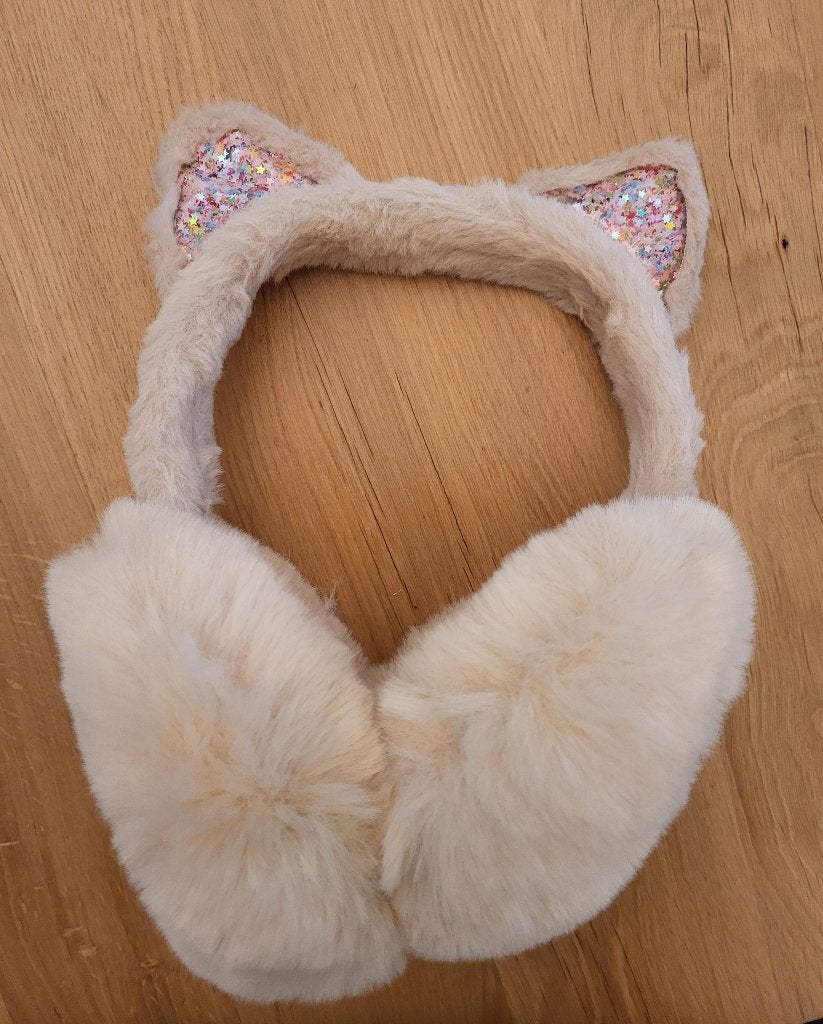 Nieuw! Oorwarmers, fluffy, zacht, beige, poezenoortjes, Ophalen of Verzenden, Nieuw, Meisje, Muts