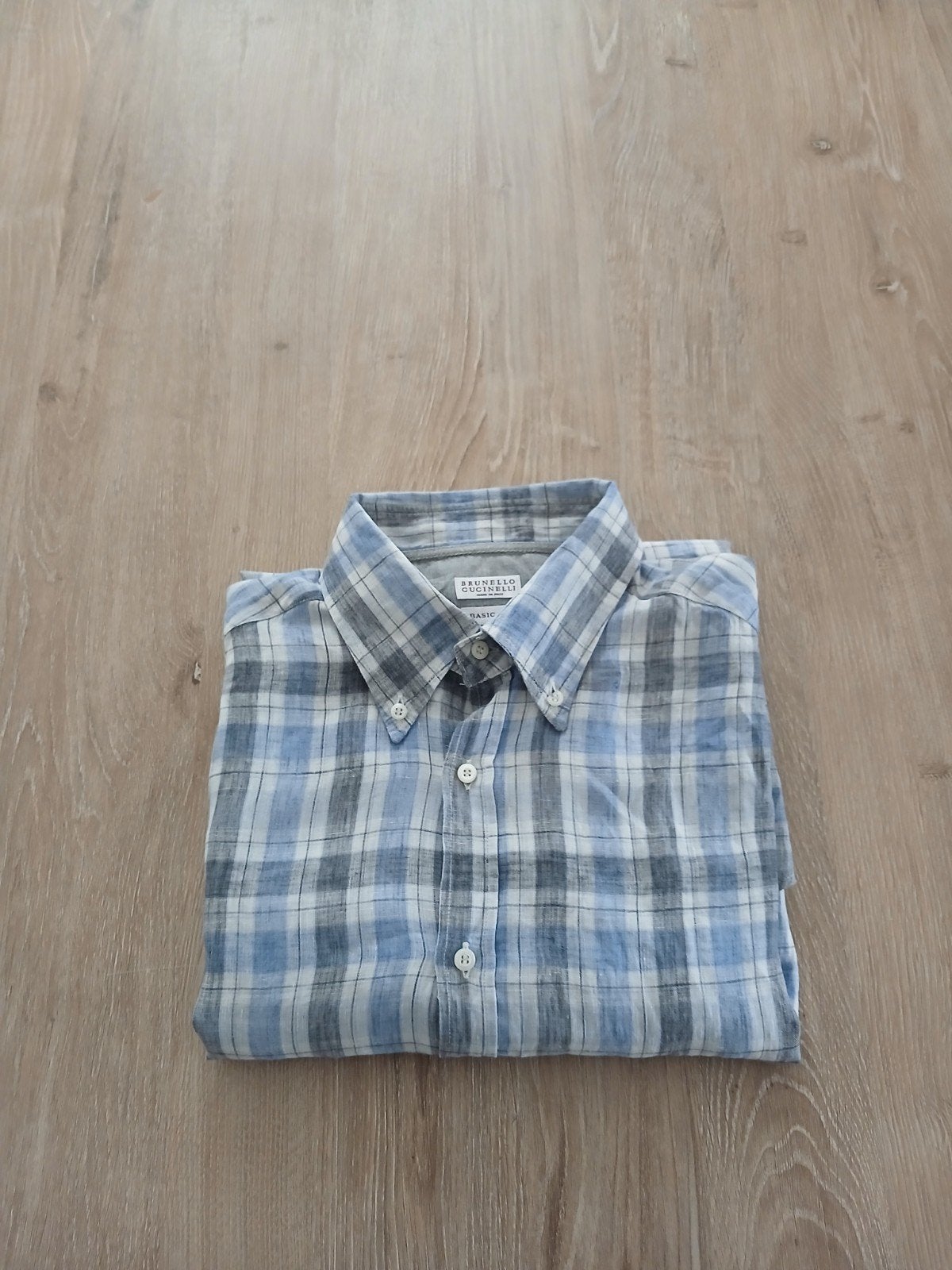 Brunello Cucinelli Linnen Geruit Overhemd XL, Brunello Cucinelli, Zo goed als nieuw, Halswijdte 43/44 (XL), Verzenden