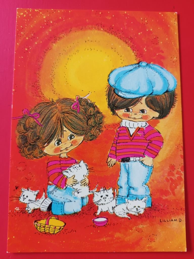Vintage kinderkaart jaren 70, Verzamelen, Ansichtkaarten | Themakaarten, Ophalen of Verzenden, 1960 tot 1980, Ongelopen, Kinderen
