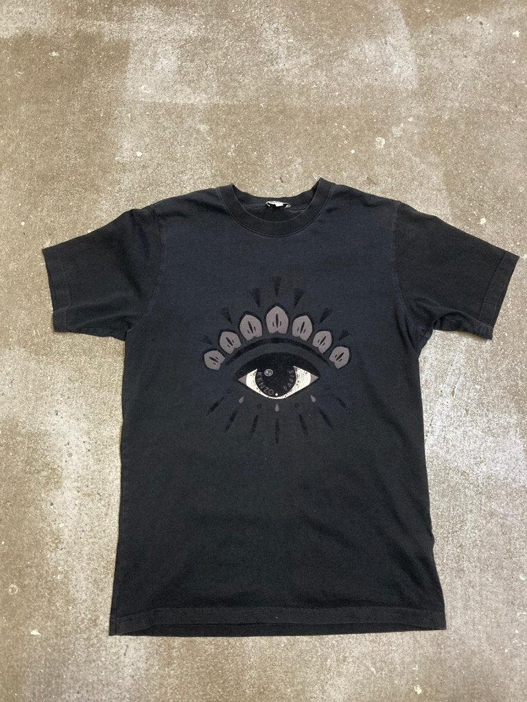 Kenzo Paris T-shirt - S - Black - Eye Print, Kenzo, Zwart, Ophalen of Verzenden, Zo goed als nieuw