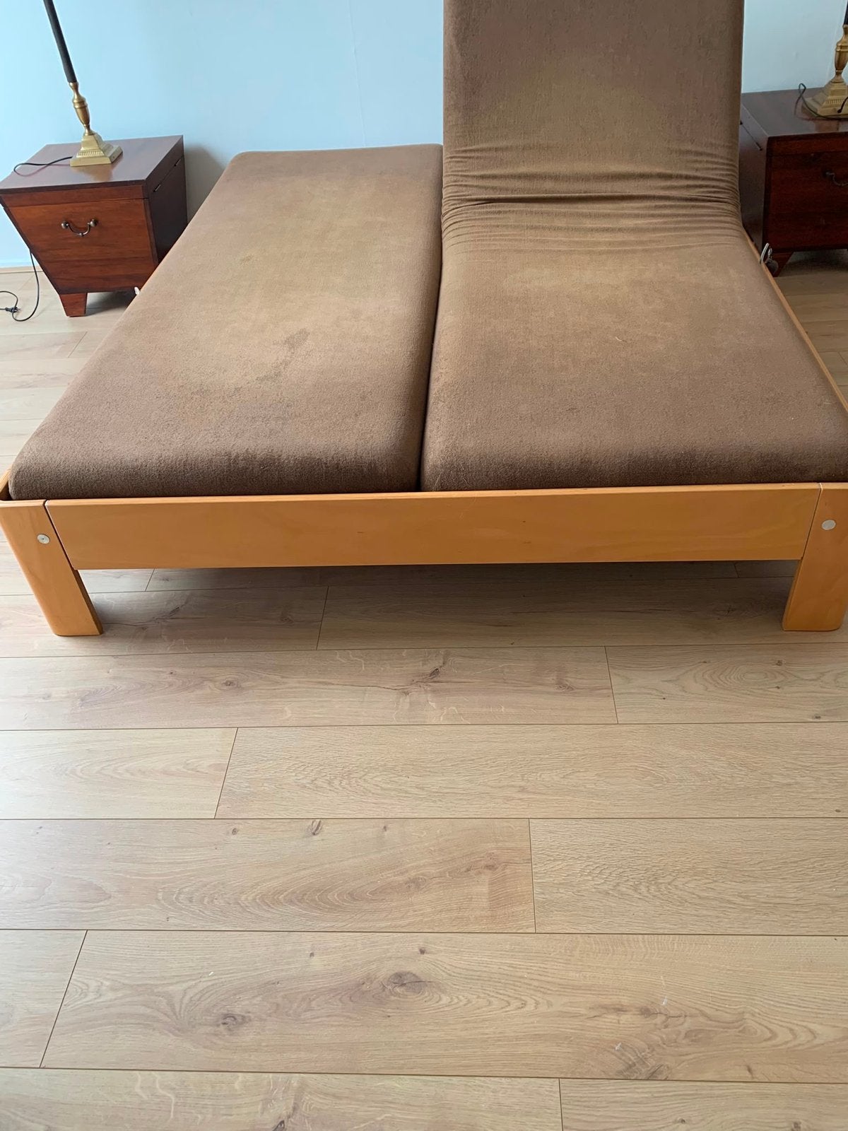 Auping Bed 160x200 cm met verstelbare lattenbodems, Ophalen, Bruin, Tweepersoons, 200 cm