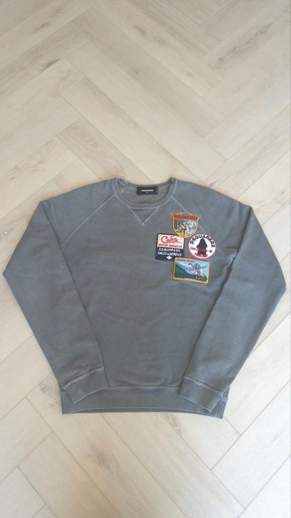 Dsquared 2 crew neck patch sweater, Ophalen of Verzenden, Grijs, Maat 46 (S) of kleiner, Dsquared 2