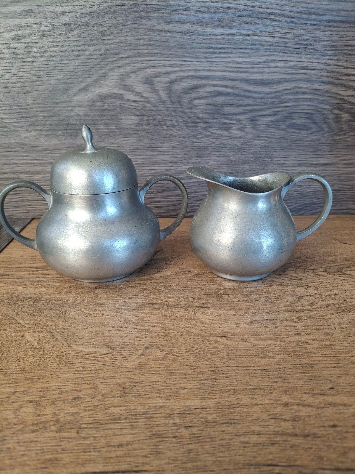 tinnen engeltjes tin  suikerpot en melkkannetje, Ophalen of Verzenden