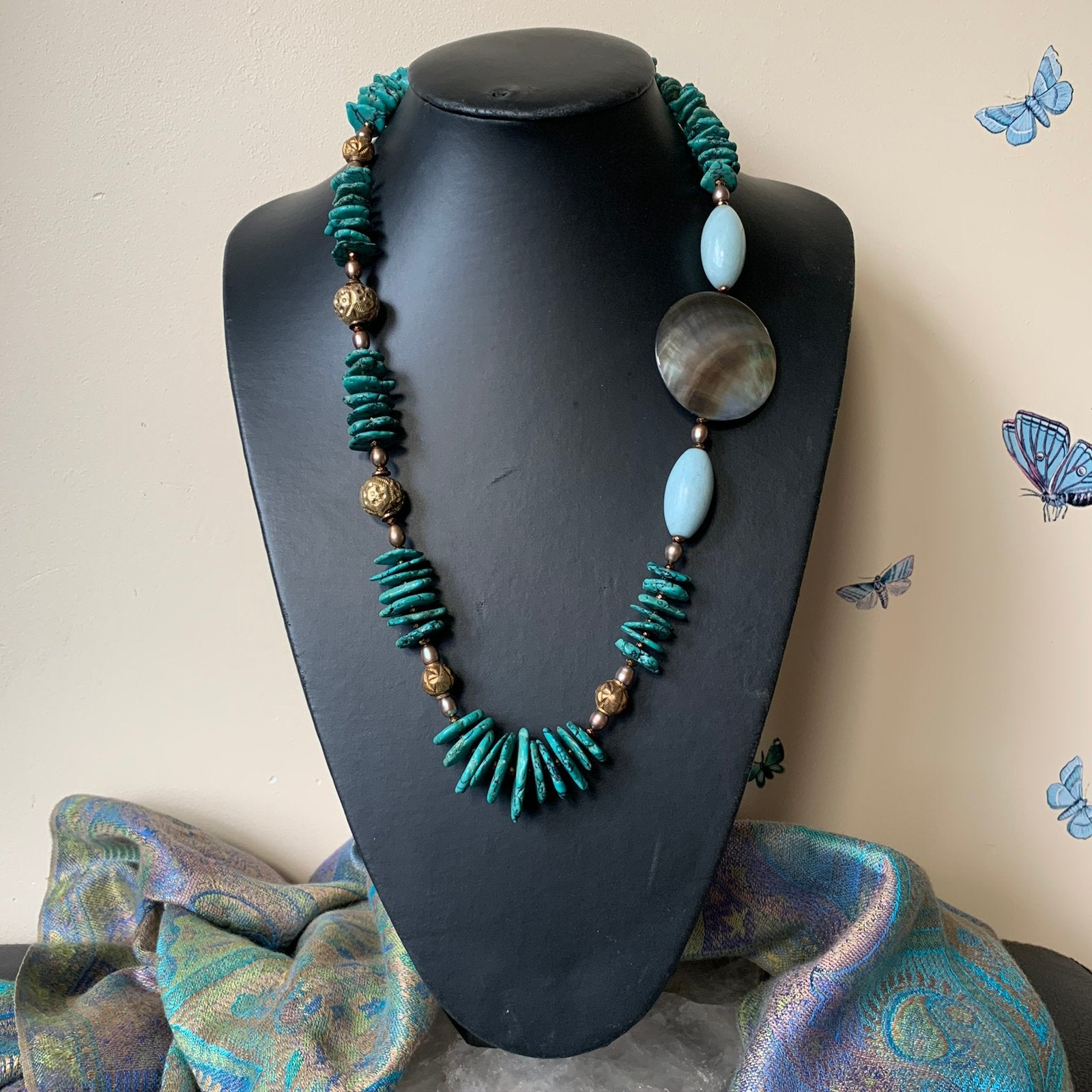 Turkoois turquoise amazoniet beschermt geluk eyecatcher, Blauw, Magnolia11, Nieuw, Ophalen of Verzenden