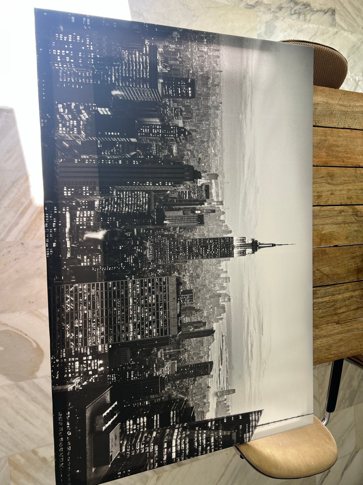 Canvas schilderij New York skyline zwart-wit 120x80, Ophalen, 50 – 75, Gebruikt, Schilderij